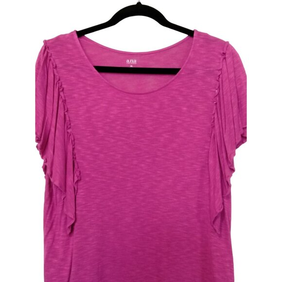 A New Approach Womens Ruffle Sleeve Scoop Neck Top Fuchsia Size XL - Picture 3 of 8